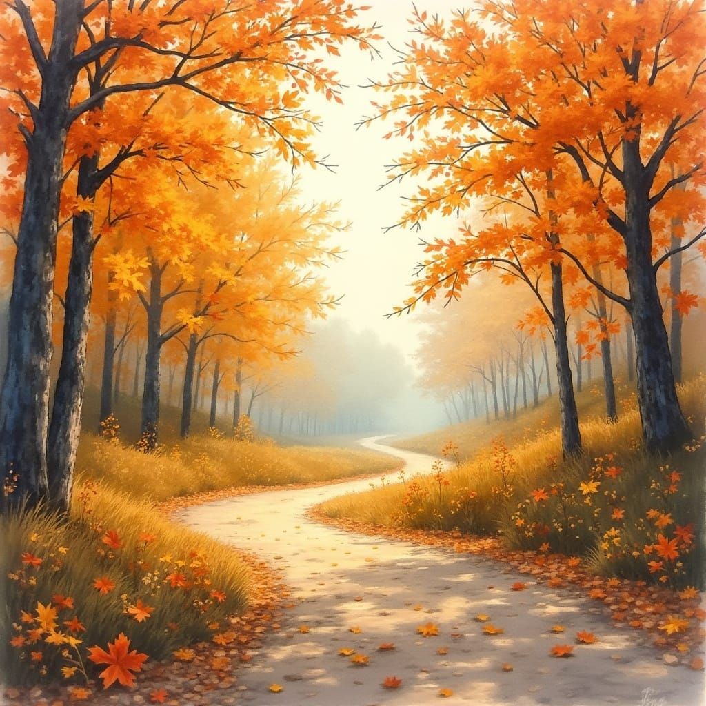 Autumn Landscapes in Dreamy Watercolour Style