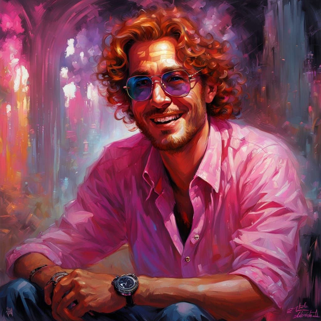 Fantasy Portrait of a Man in Vibrant Pink Attire
