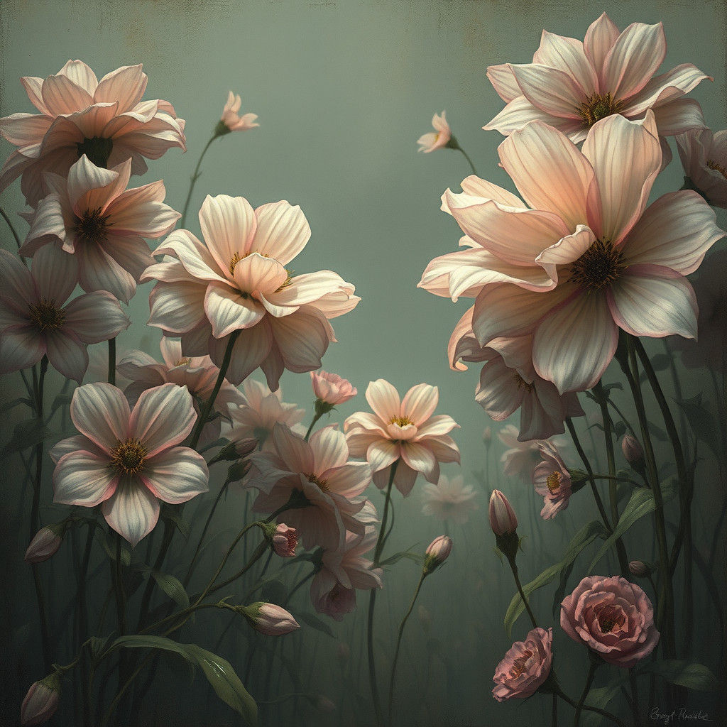 Vintage Blossoms in Soft Pastel Colors
