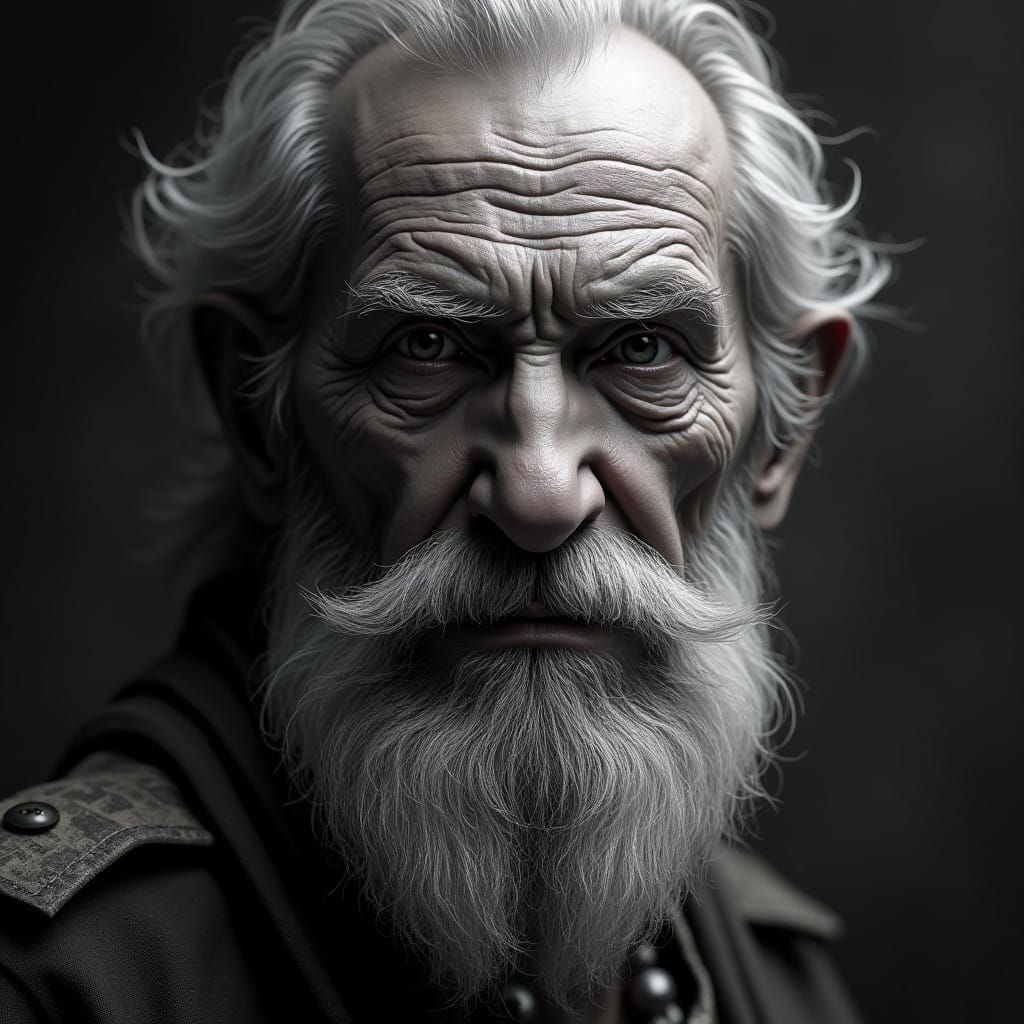 Weathered Portrait of an Elderly Man in Deep Contrast