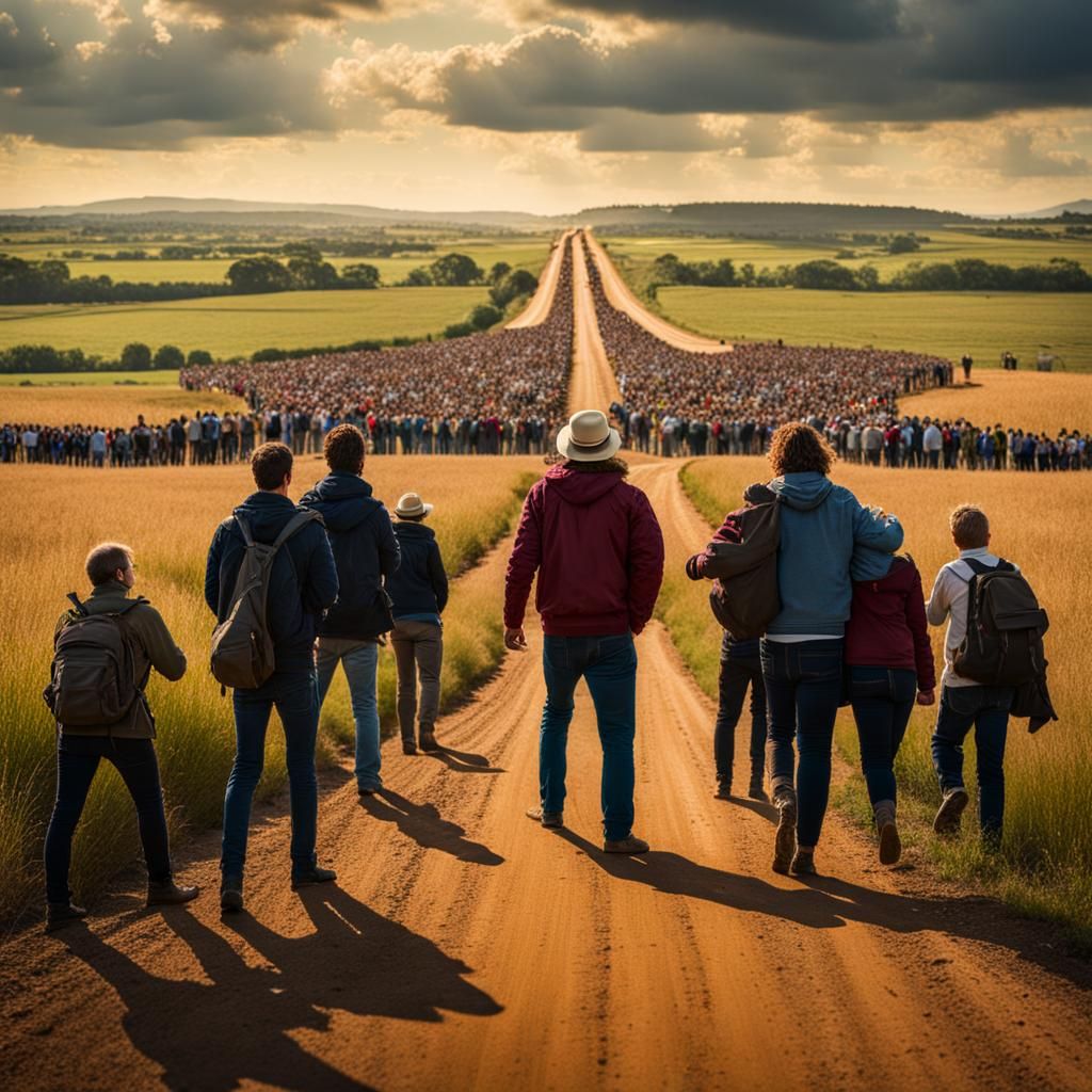 Angry Crowds Confront Each Other in the Countryside