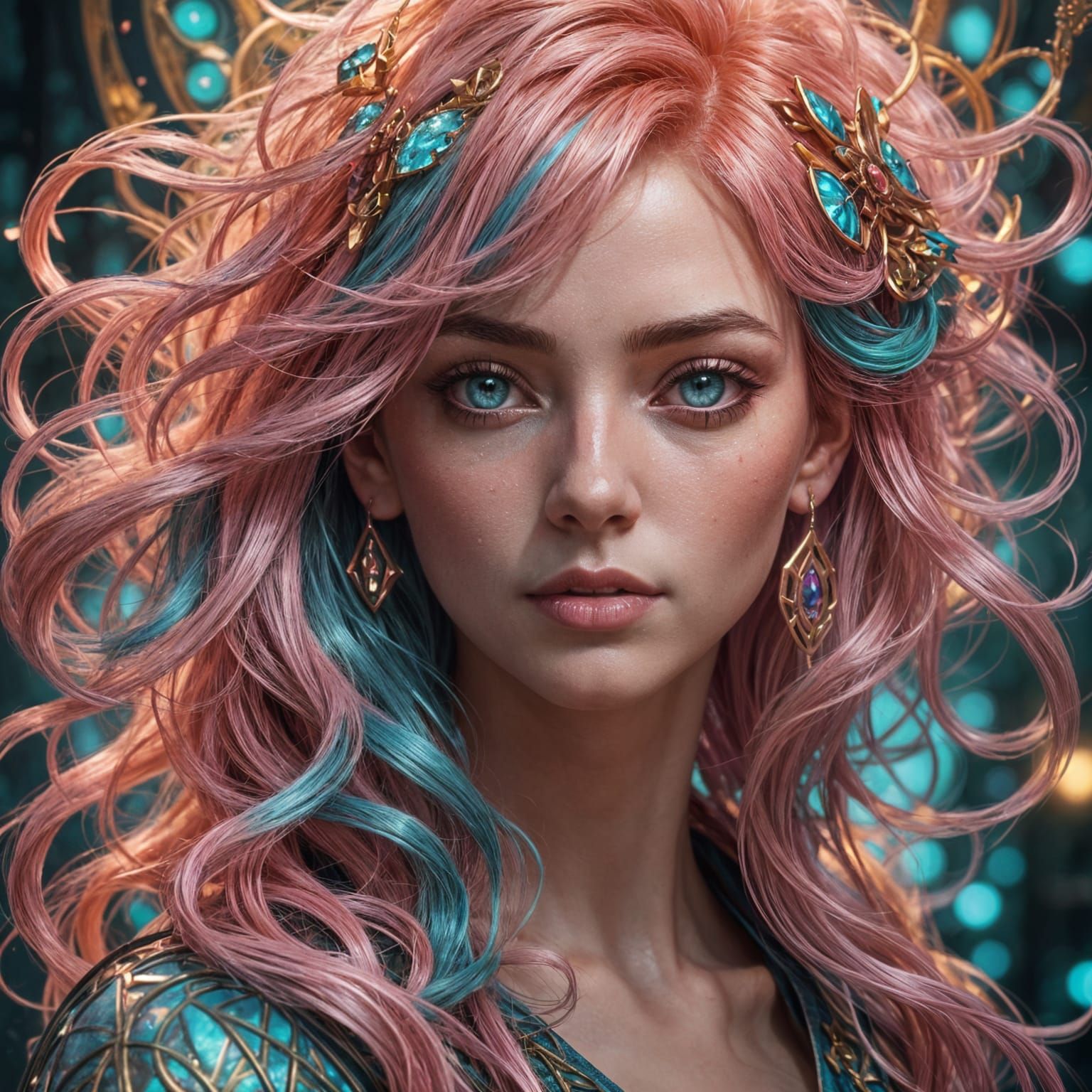Ethereal Fantasy Princess in Vibrant Colors