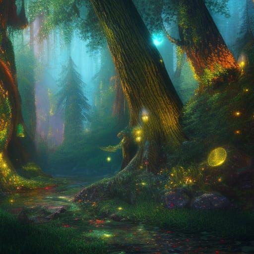 Sparkly Enchanted Forest in Detailed Matte Painting