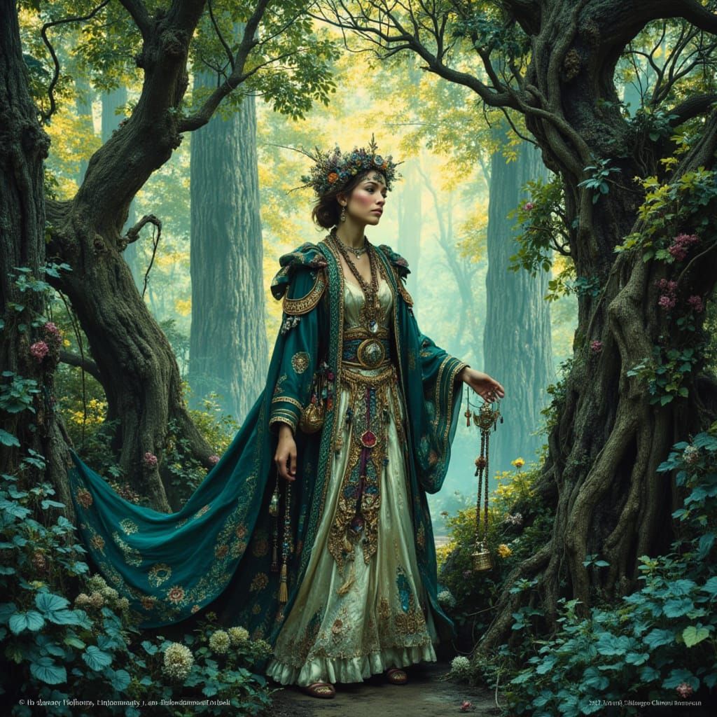 Majestic Forest Guardian in Art Nouveau Style