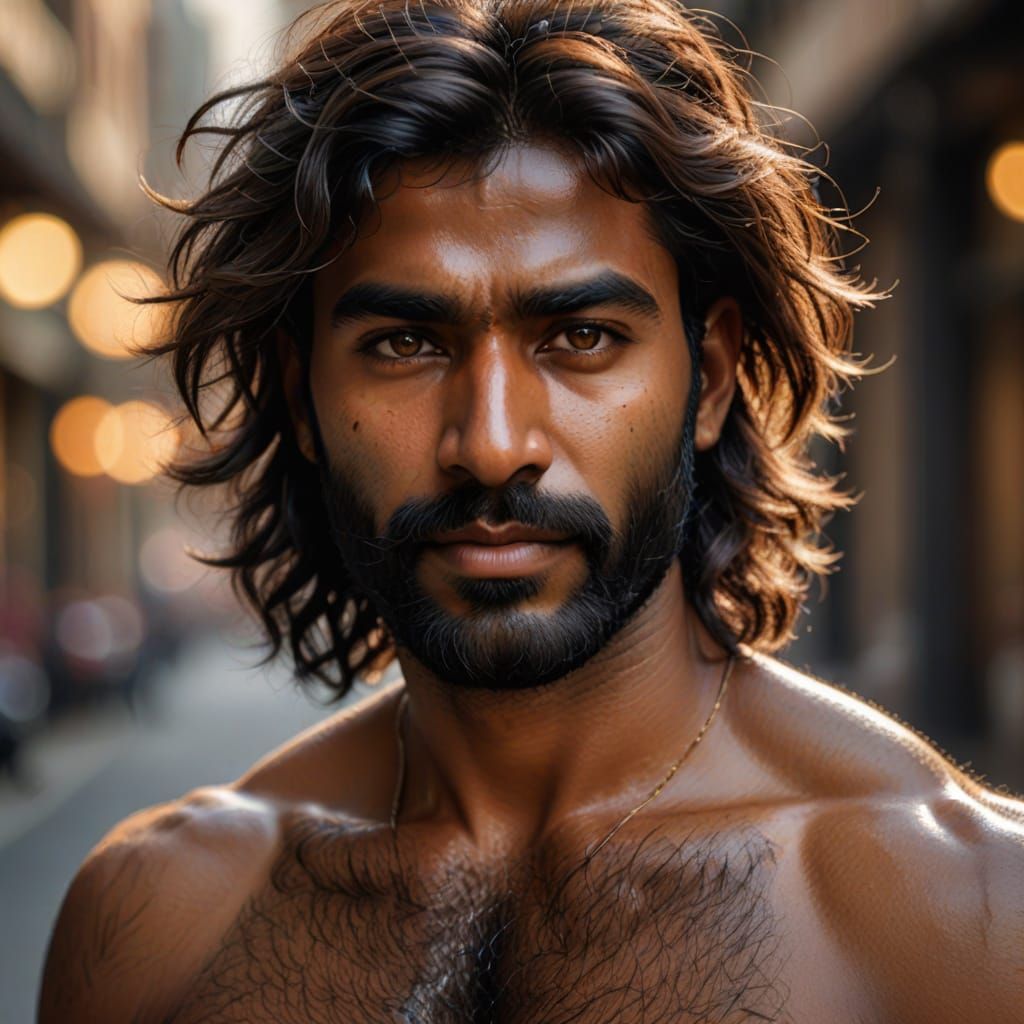 Handsome Indian Male in Realistic Close-Up