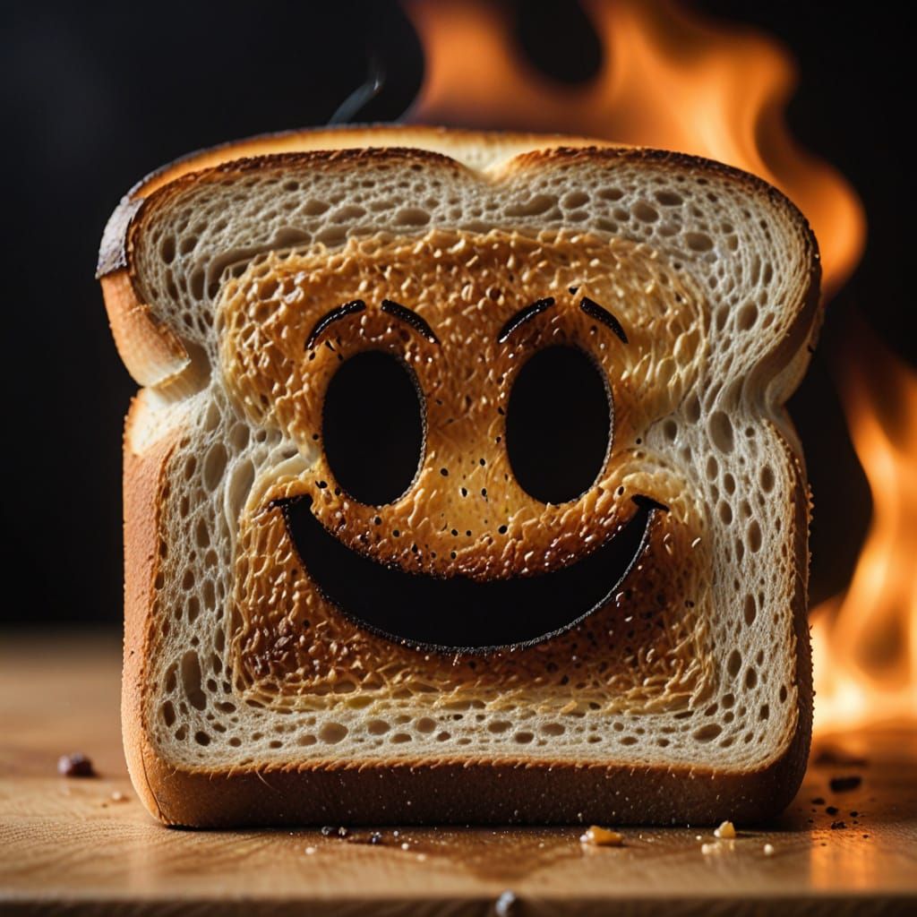 Subtle Face Appears on Burnt Toast in Sharp Focus Photograph...