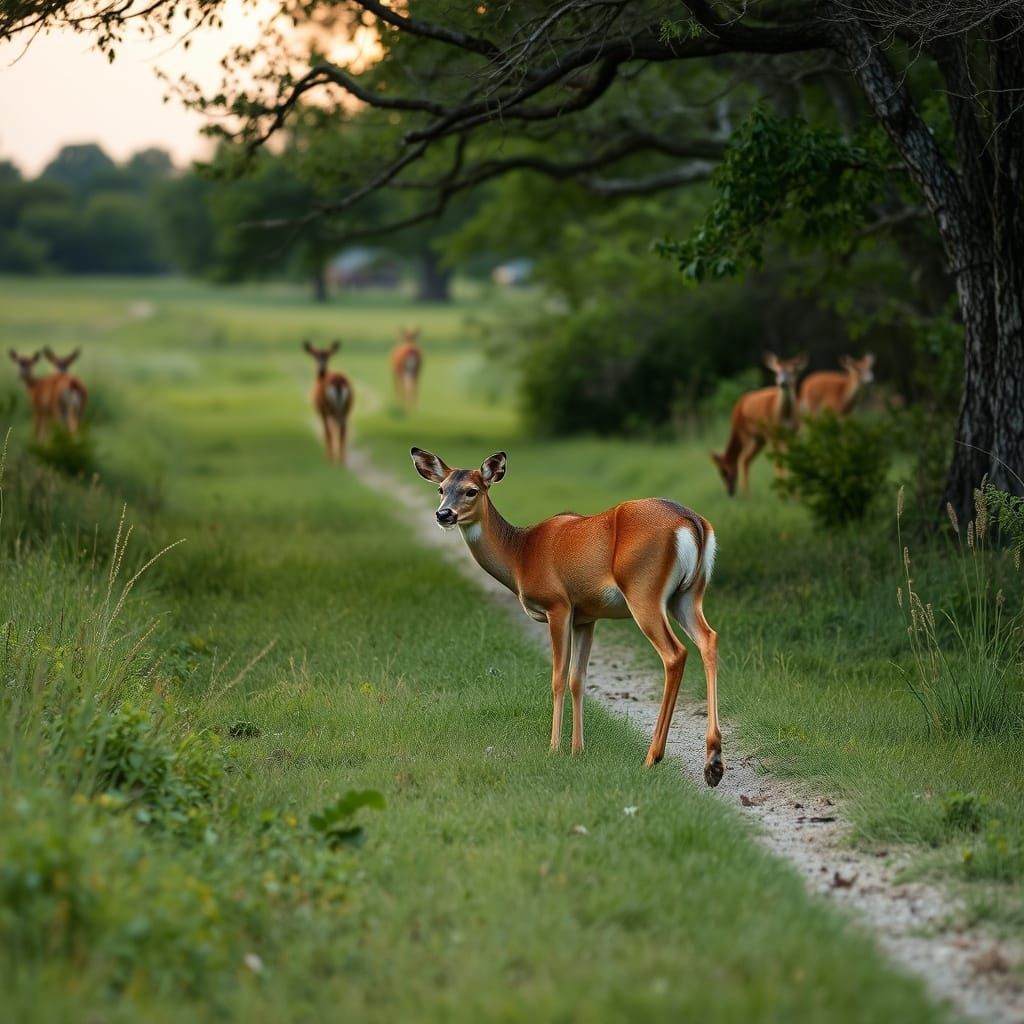 White Tail Deer in 1853 South Texas Coastal Landscape