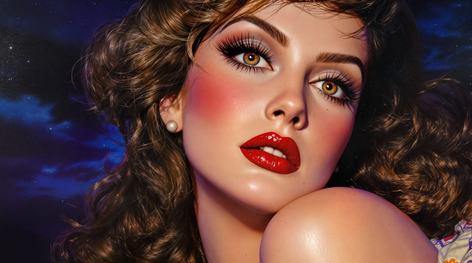 Glamorous Nighttime Beauty in Retro Pin-up Style