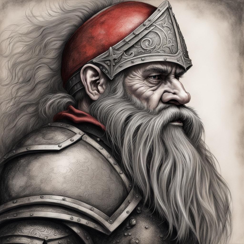 Medieval Fantasy Dwarf Knight in Leather Armor