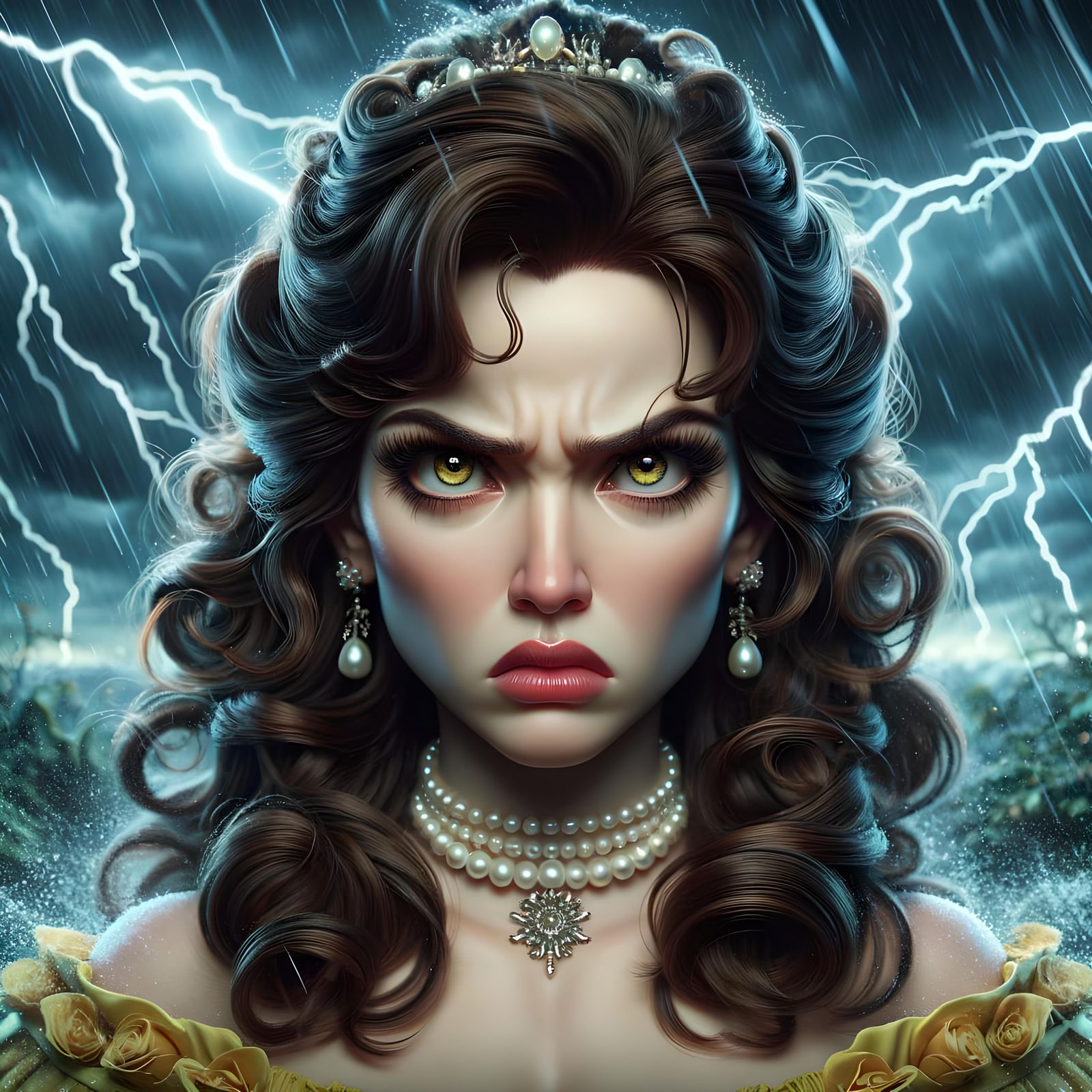 Angry Princess in Stormy Night
