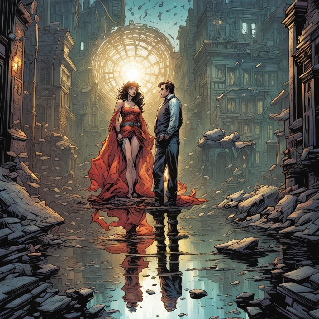 Fragmented Reflection in Comic Book Art Style