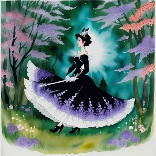 Whirling Lady in Forest Landscape