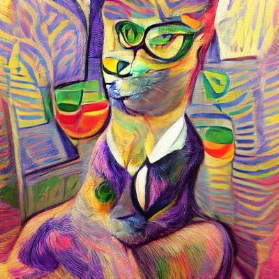 Fauvist Portrait of a Refined Feline
