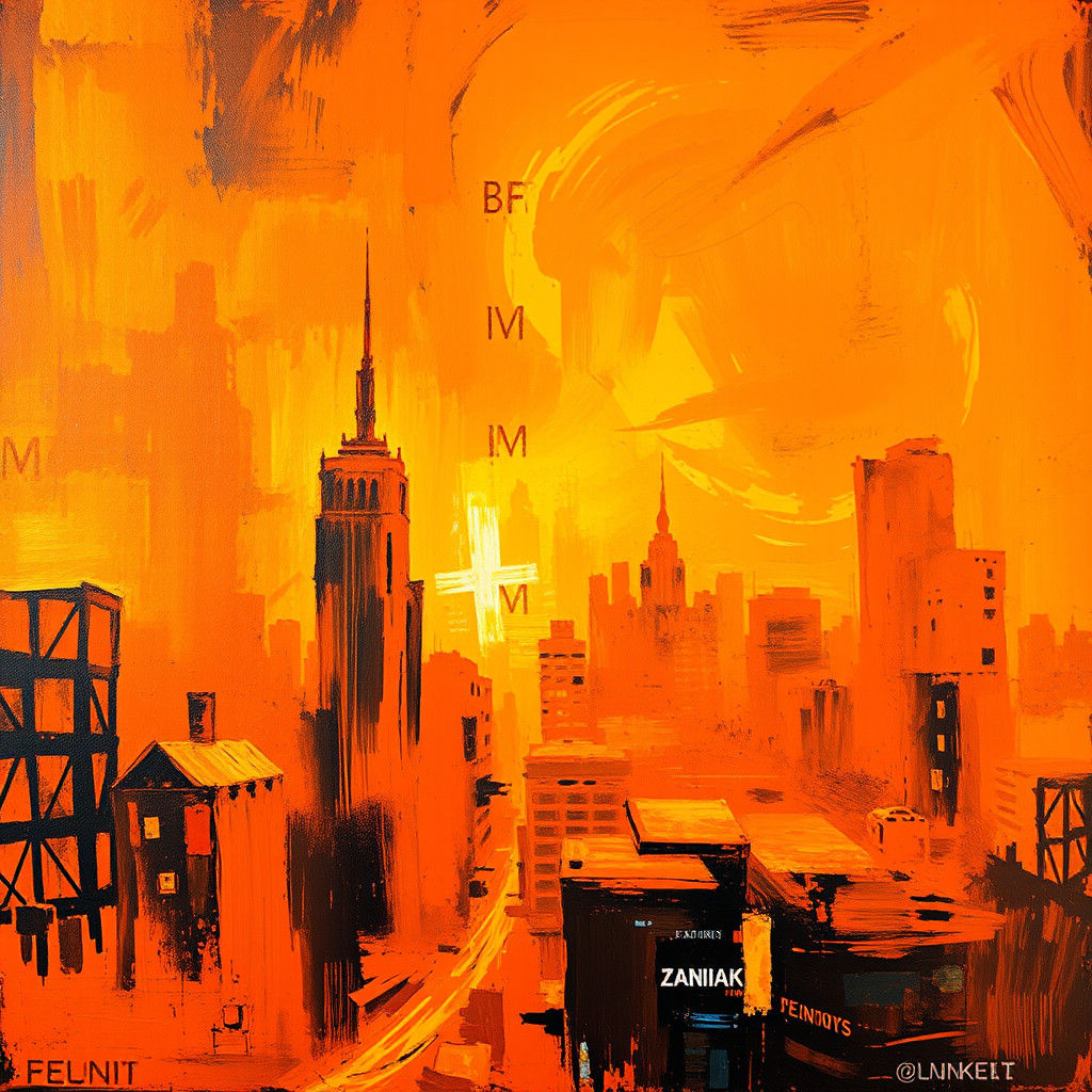 Futuristic Abstract Neon Orange Background in Neo-Impression...