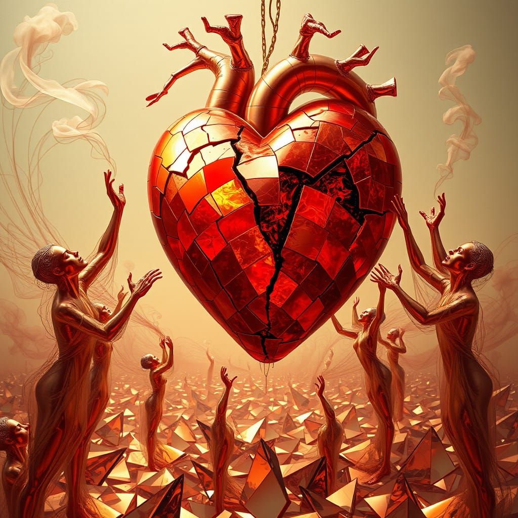 Surreal, Shattered Heart in a Labyrinth of Mirrors