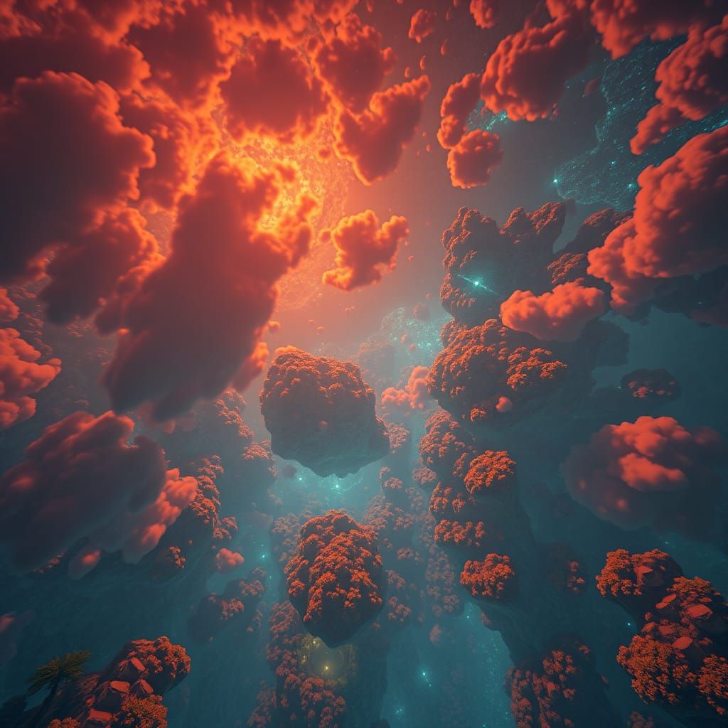 Vibrant Night Sky with Realistic Biomes in Concept Art Style