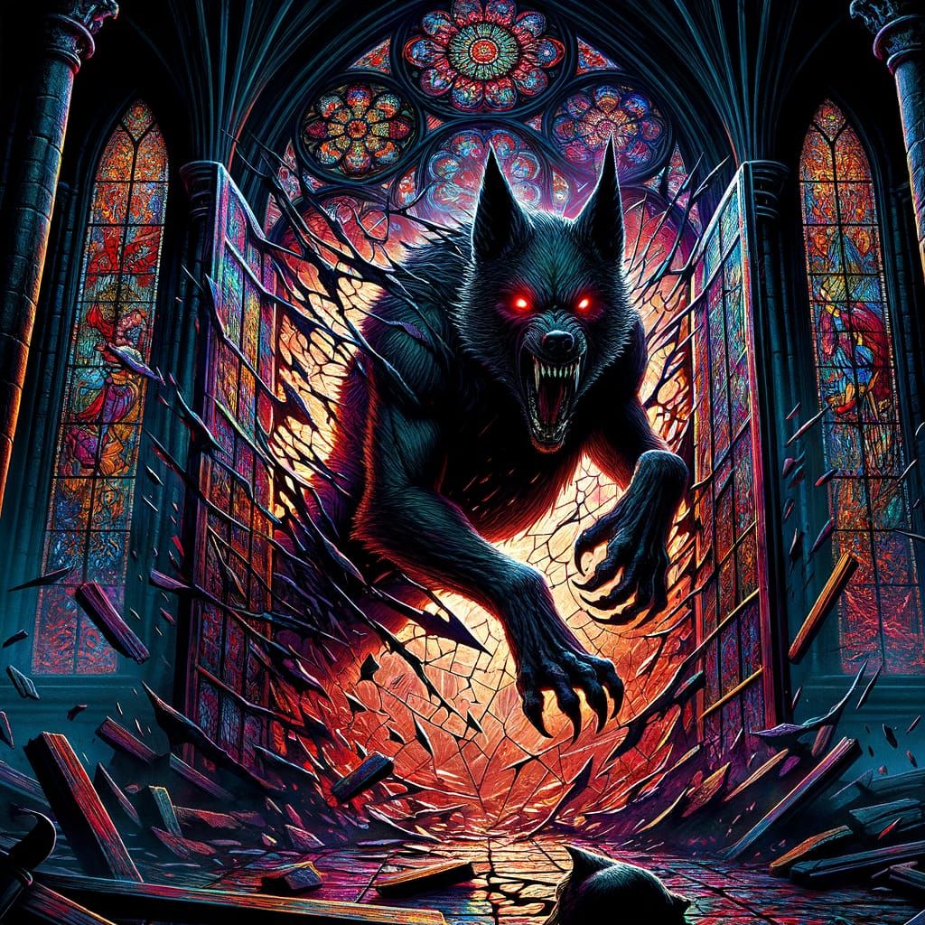 Mysterious Black Cadejo Shatters Church Window in Dark Fanta...