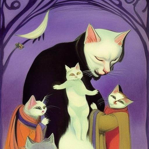Vampire Lord with Cats: Dark Fantasy Art