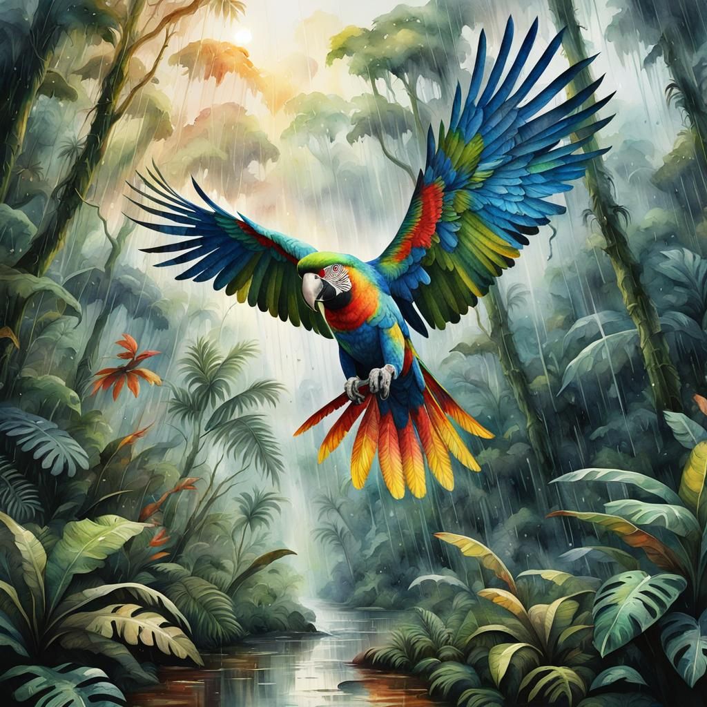 Parrot in the rainforest