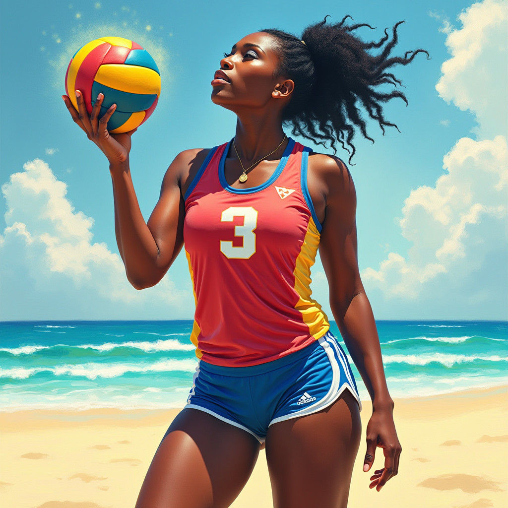 Surreal Black Athlete Spreads Gospel with Vibrant Beach Voll...