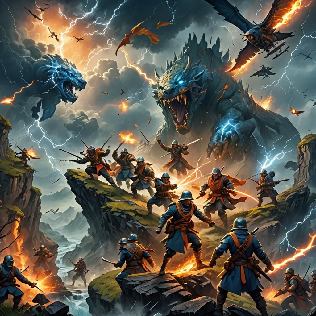 Epic Fantasy Battle Royale in Vibrant Digital Art