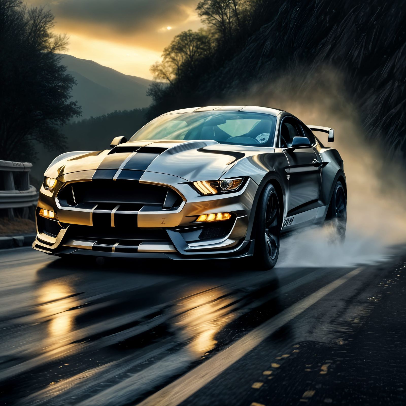 Ford Mustang Shelby Cobra GT350 with a Golden Cobra