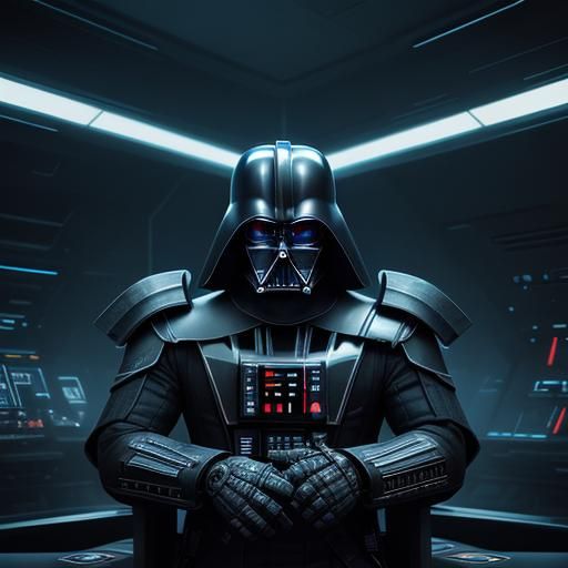 Darth Vader Commanding a Futuristic Spaceship