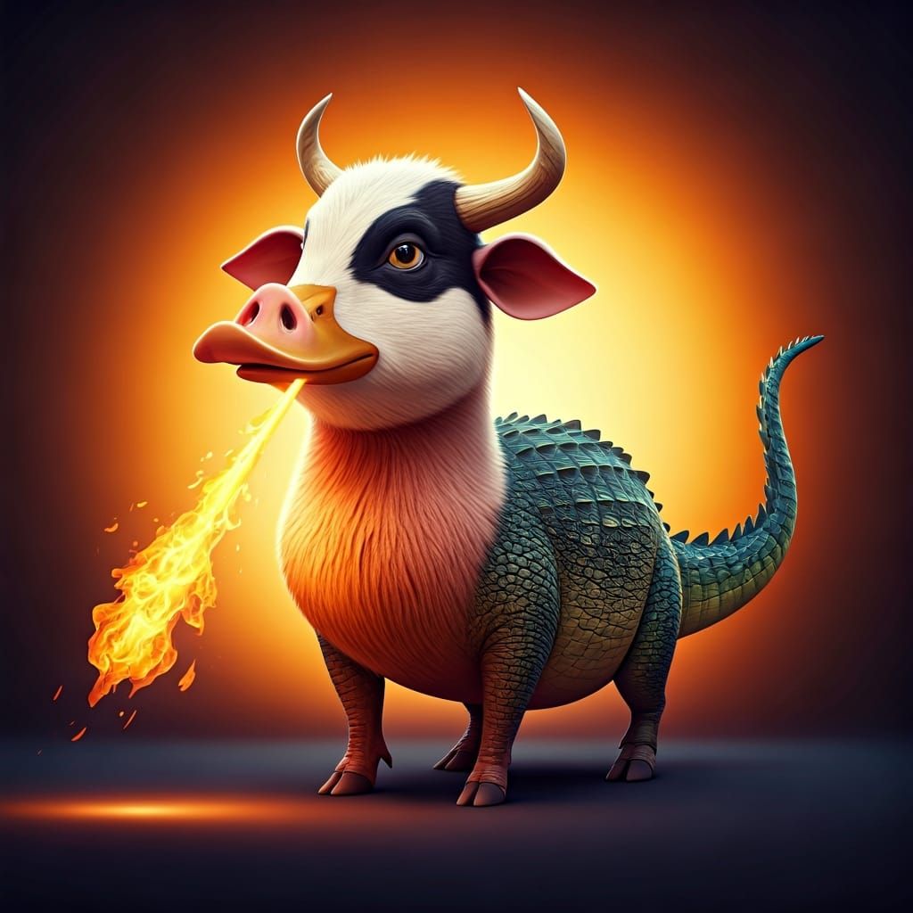 Duck-Headed Chimera with Dragon Fire Breath