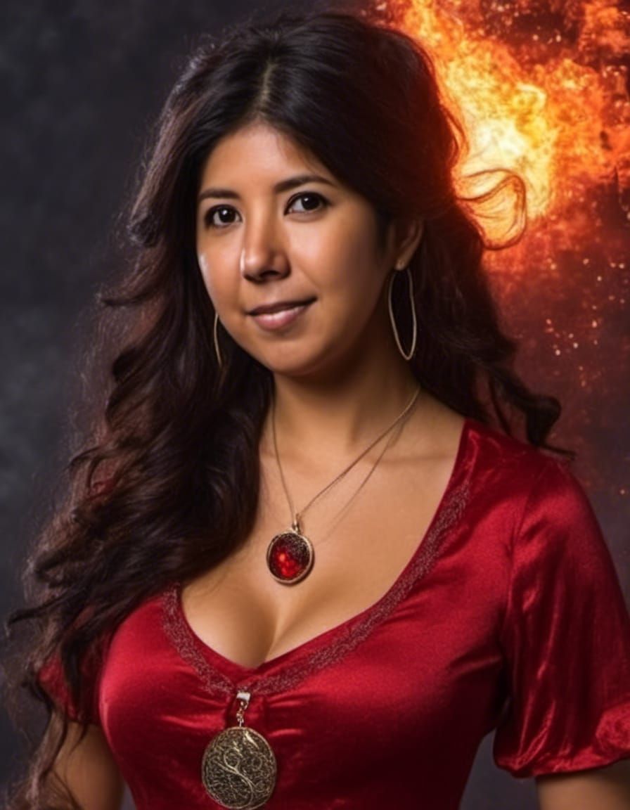 Radiant Mexican Sorceress with Magical Powers