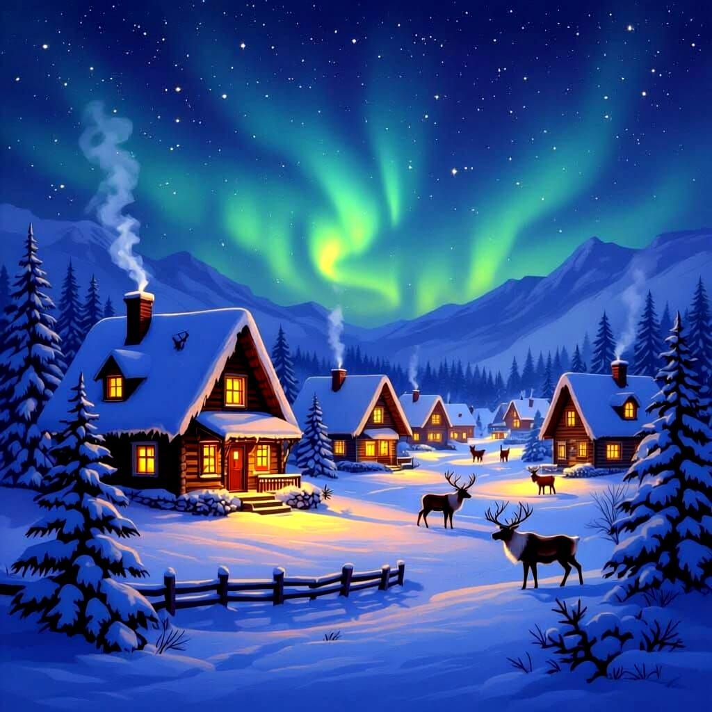 North Pole Village Scene