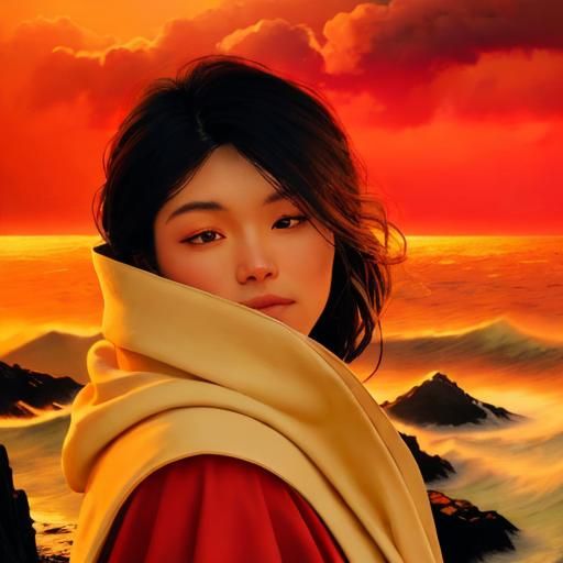 Ethereal Landscape with Lone Figure, in Soft Romanticism Sty...