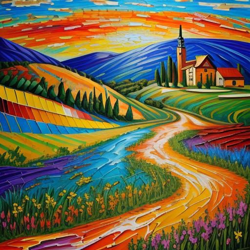 Aged Rustic Landscapes in Thick Textured Oil and Acrylic