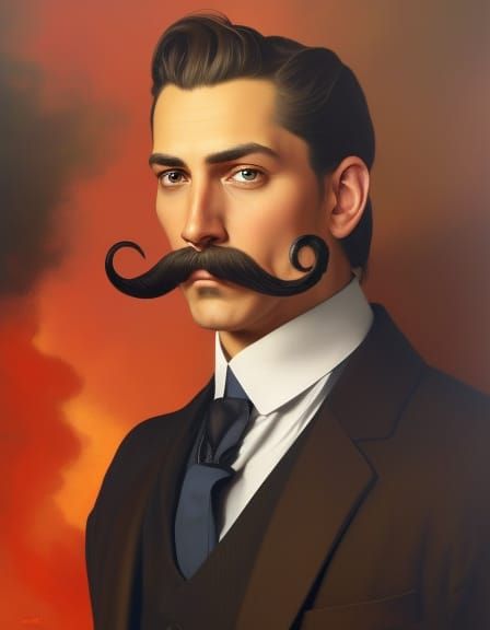 Dapper Gentleman with Whimsical Spiral Moustache