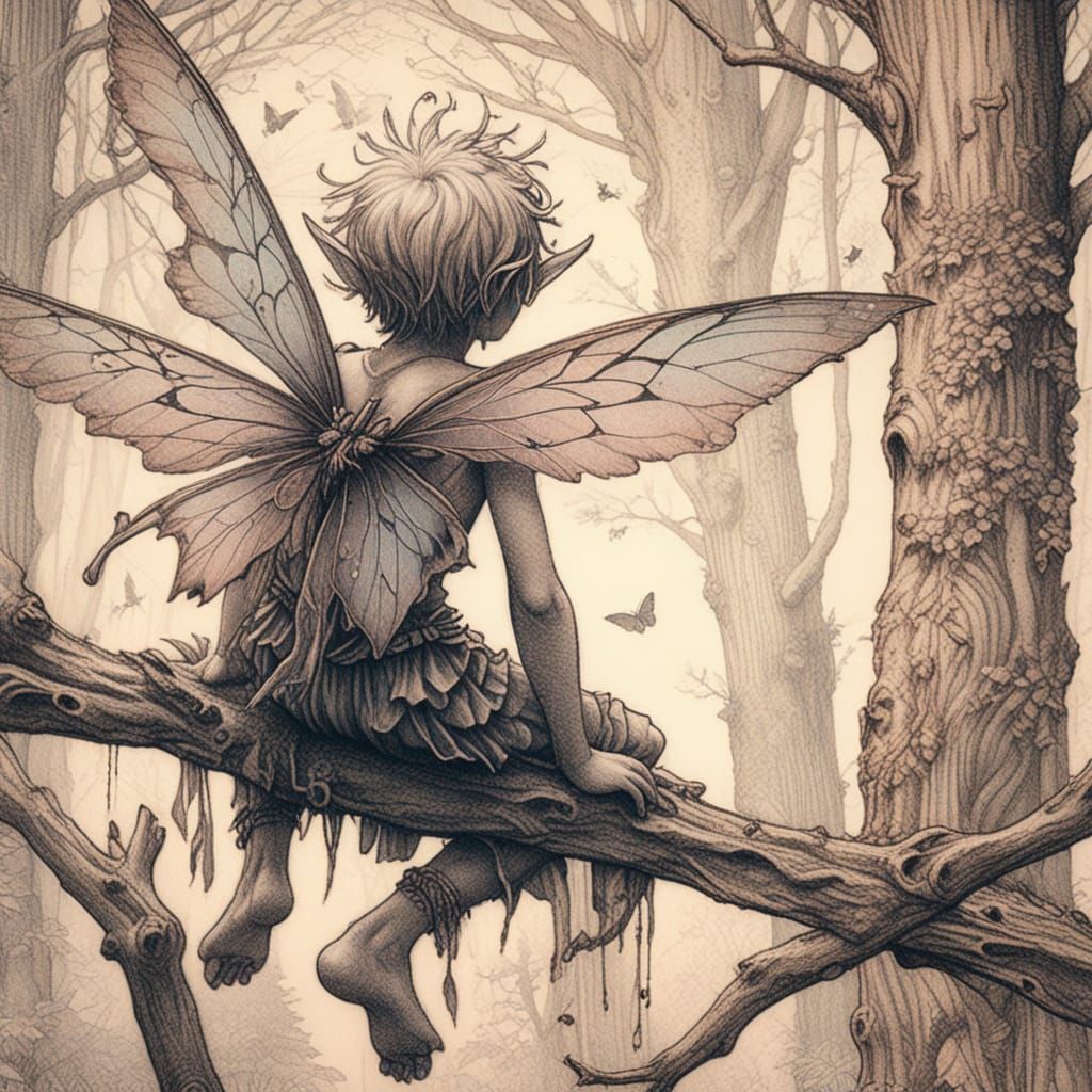 Whimsical Fairy in a Pastel-Colored Forest