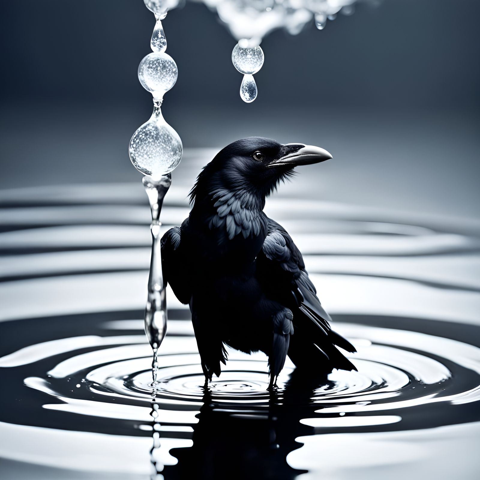 Ethereal Water Drips in Scandinavian Landscape