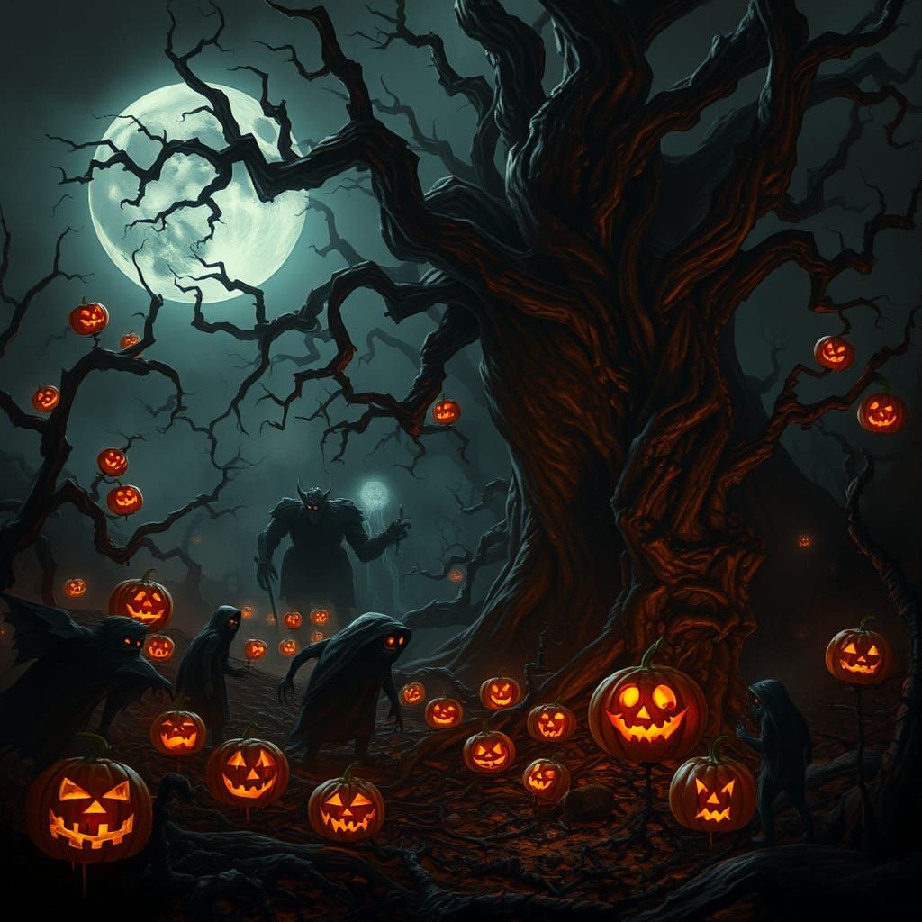 Dark and Mystical Halloween Scene
