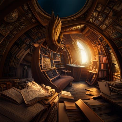 Fantastical Lizards Circle the Sun in a Detailed Matte Paint...