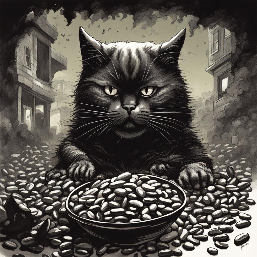 Greg Rutkowski Styled Sinister Cat Bean Scenes