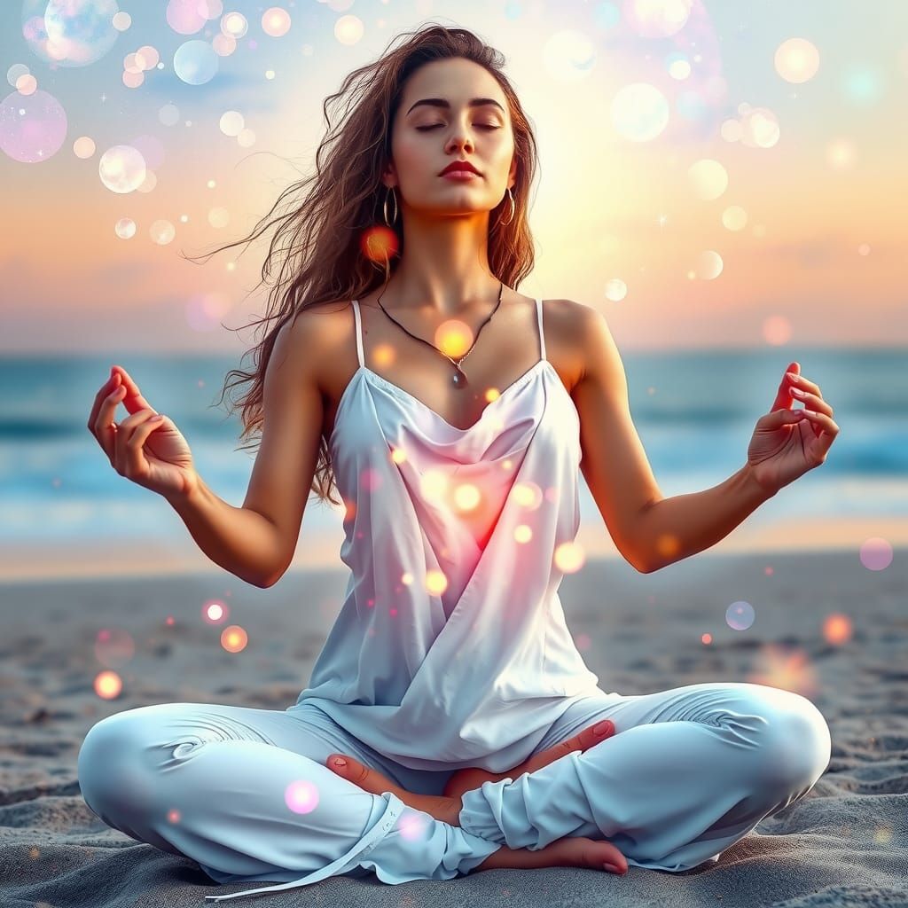 Serene Cosmic Goddess in Vibrant Astral Light