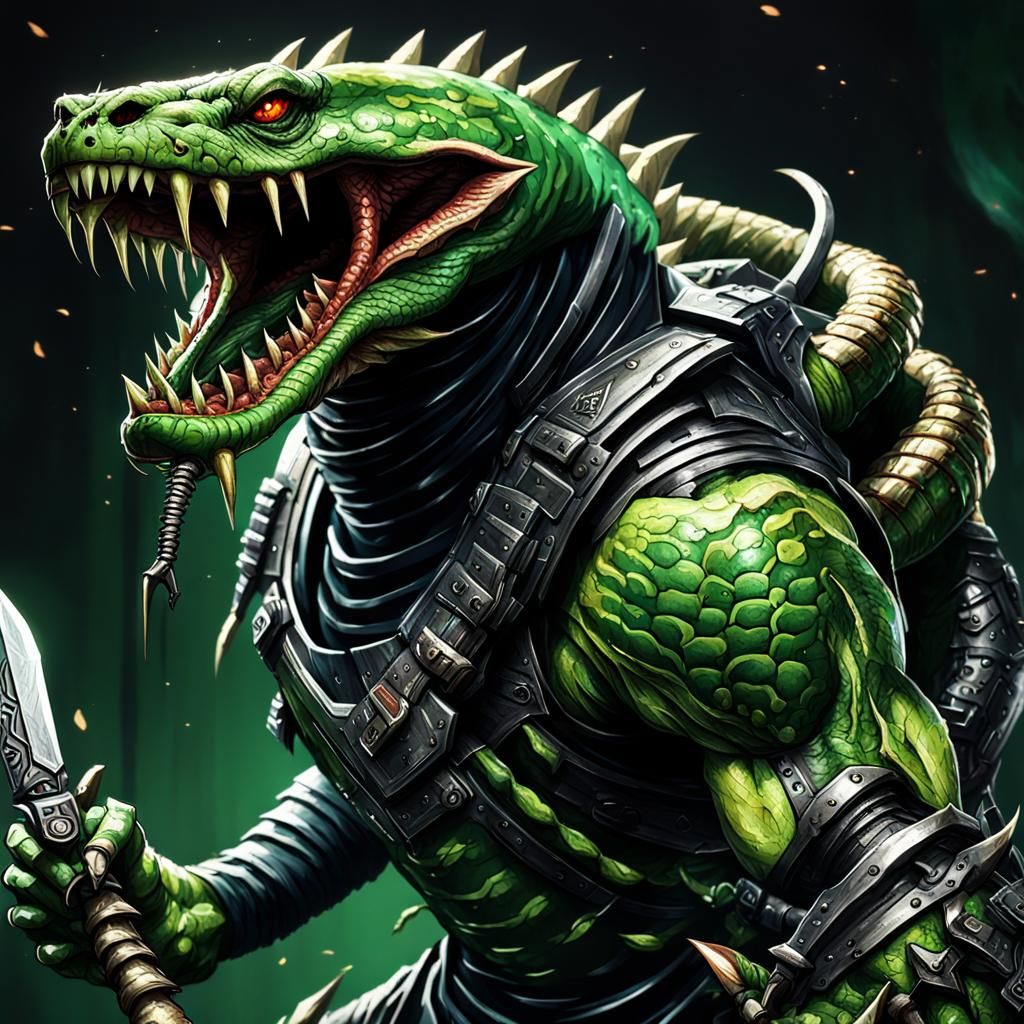 Dark Fantasy Sslyth Monster in Barbed Armor