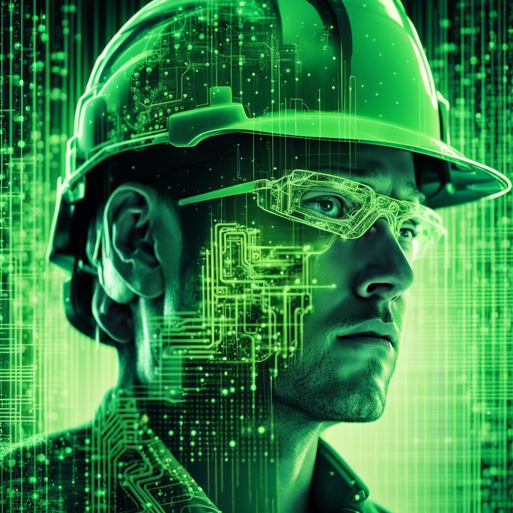 Cyberpunk Aesthetic Digital Art of Binary Code and Neon Circ...