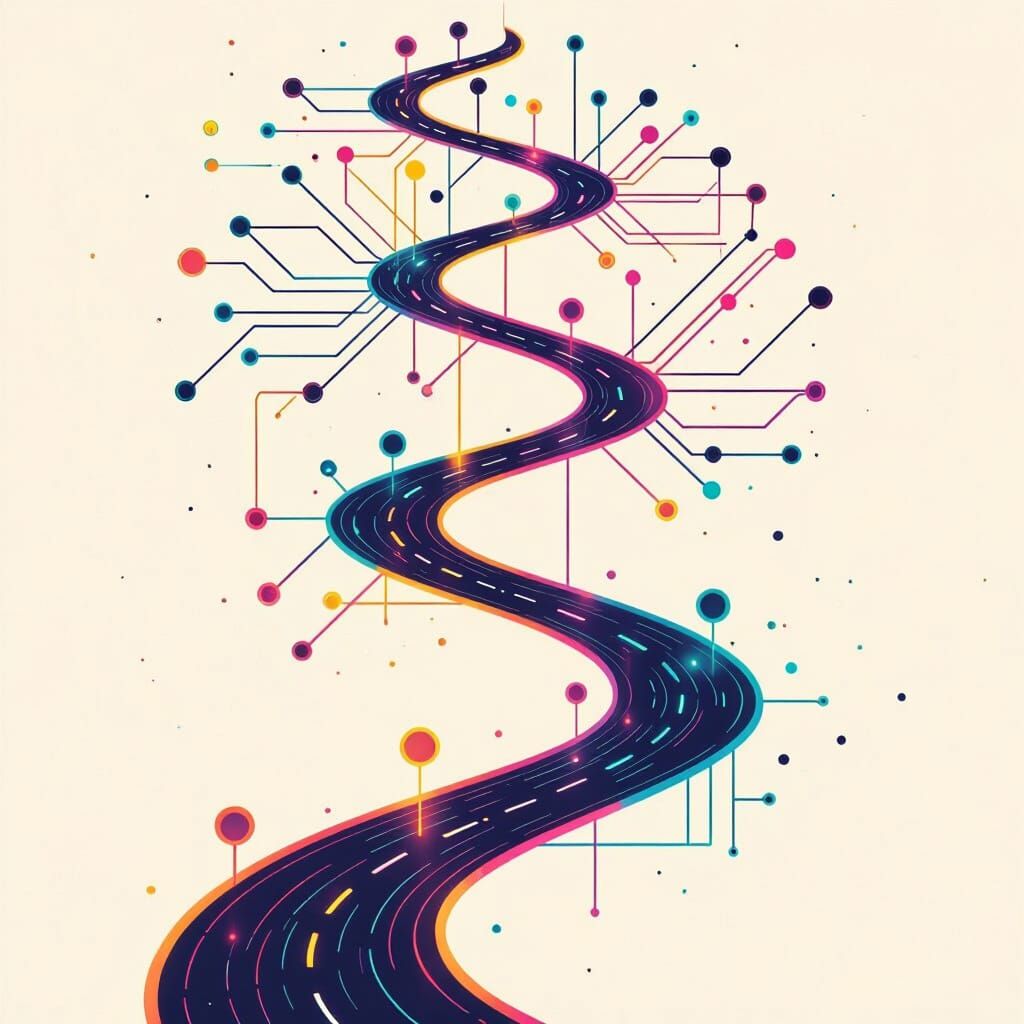 Neural Network Roadmap in Futuristic Style