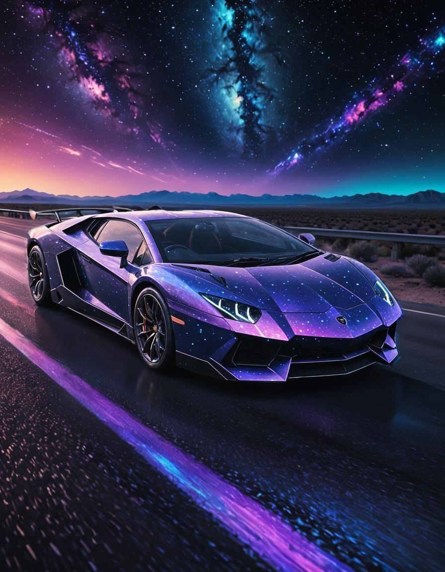 Lamborghini Aventador super car with galaxy skin