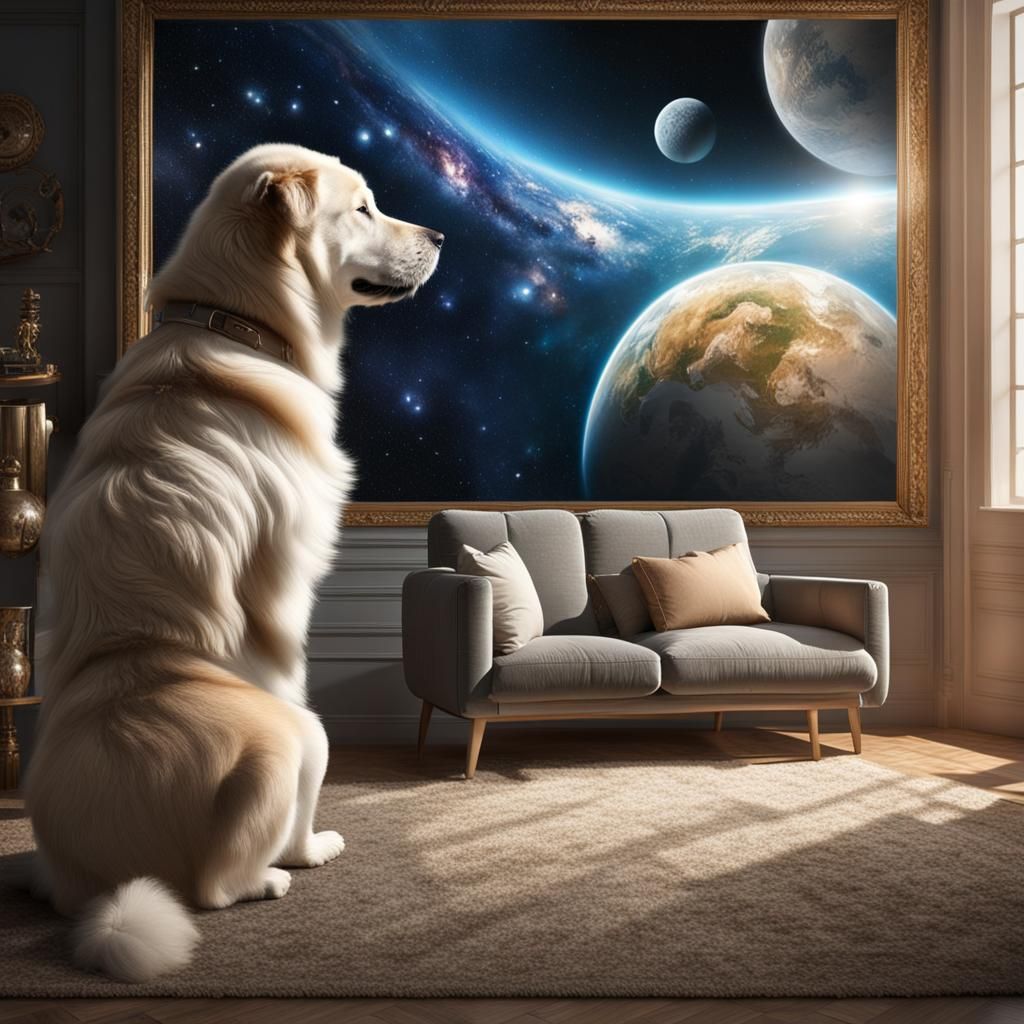 Cosmic Alabai God Watching His Universe