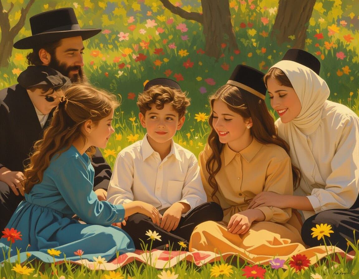 Orthodox Family Enjoying Sunny Day in Park