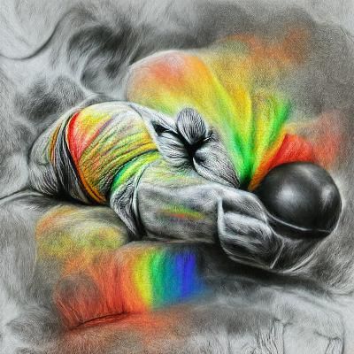 Vibrant Digital Charcoal Drawing of a Rainbow