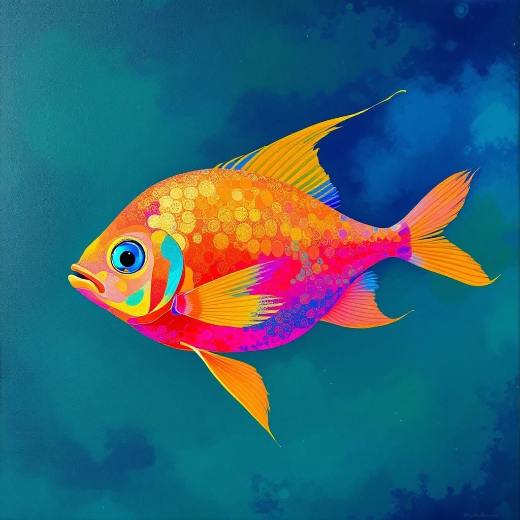 Iridescent Great Sun Fire Fish in Oceanic Splendor