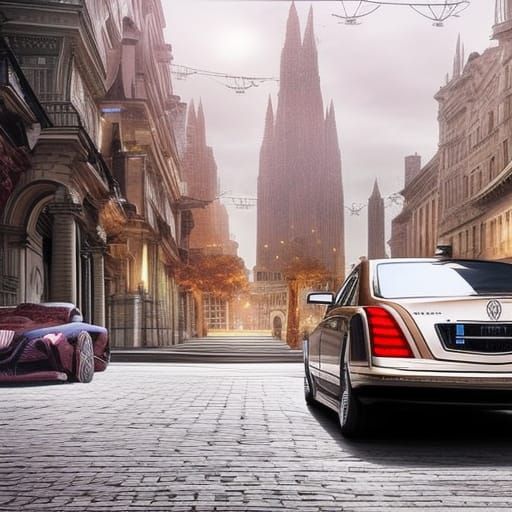 Detailed Candy Color Maybach Car on Street