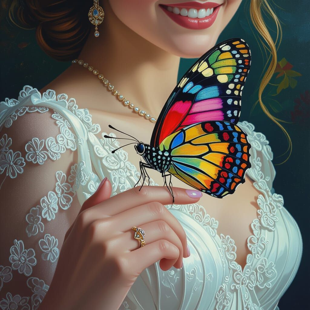 Butterfly on Finger: Detailed Matte Painting