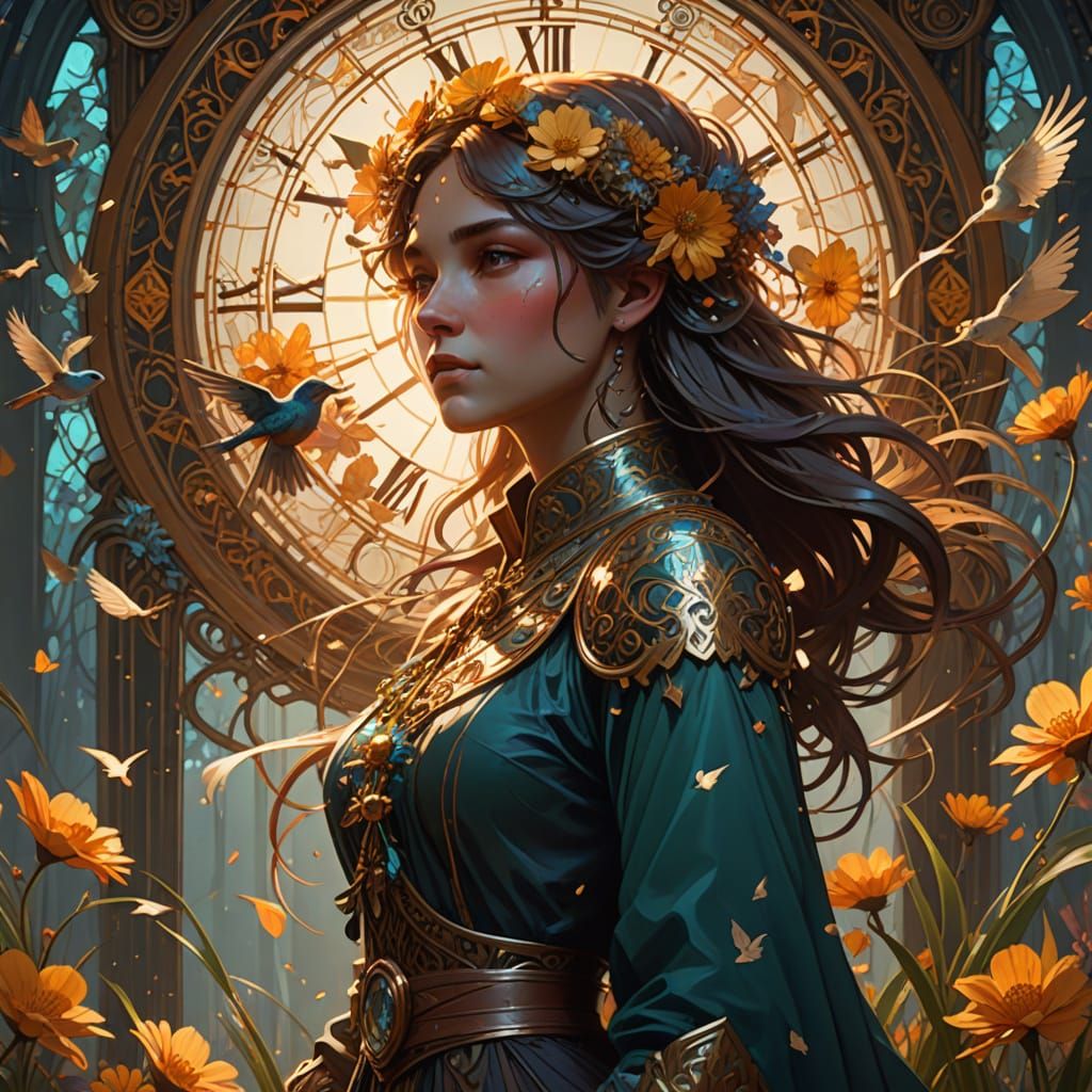 Surreal Field of Frozen Time with Lone Figure